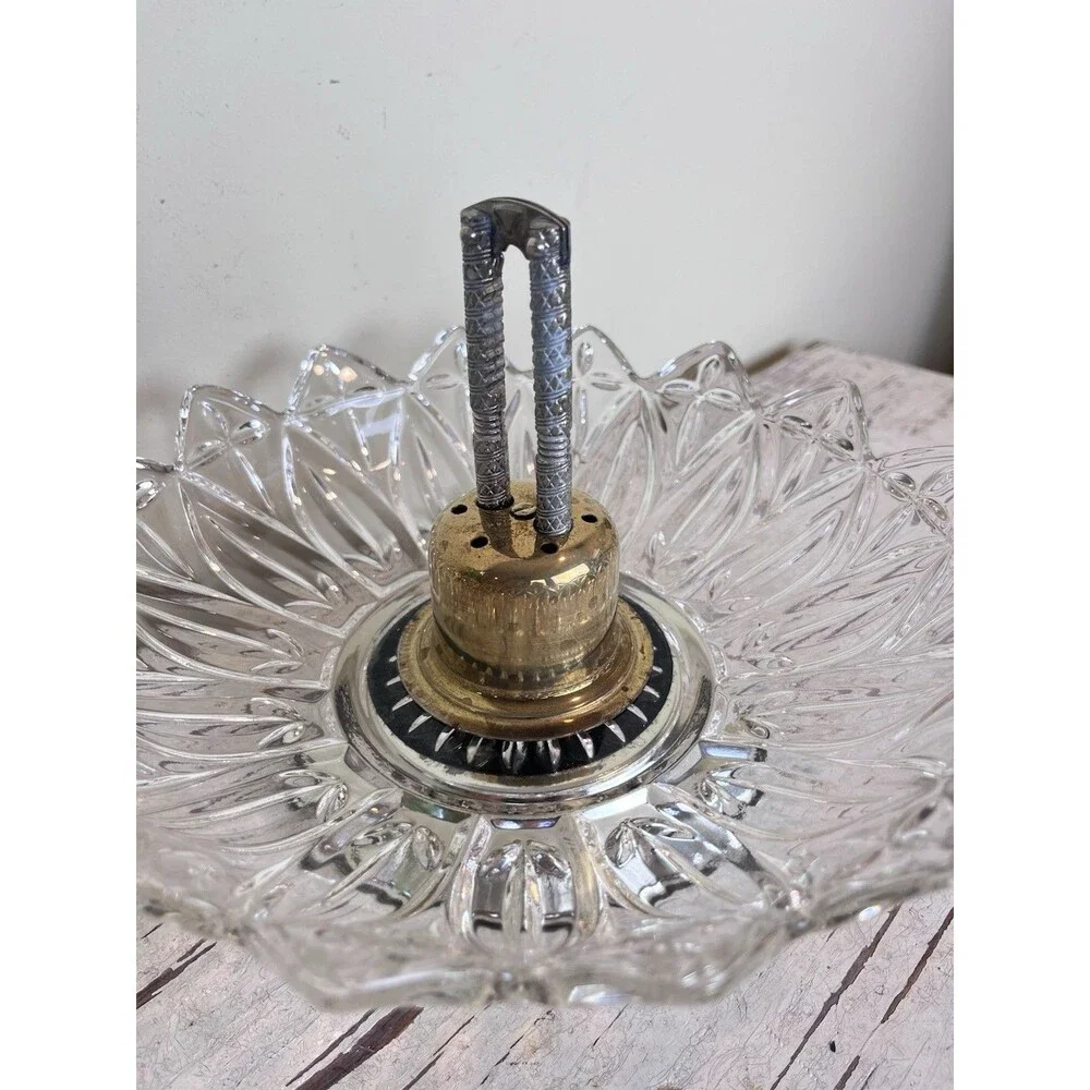 Vintage MCM Starburst Allegheny Glass Brass Nutcracker Bowl Holiday Entertaining